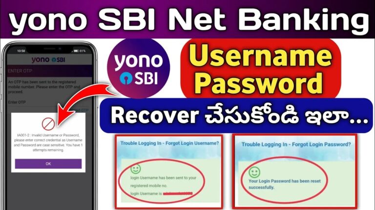 yono sbi username password revover online